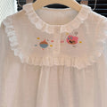 New girls' autumn outfit: versatile white embroidered shirt - korean style casual, fashionable, and trendy children's wear