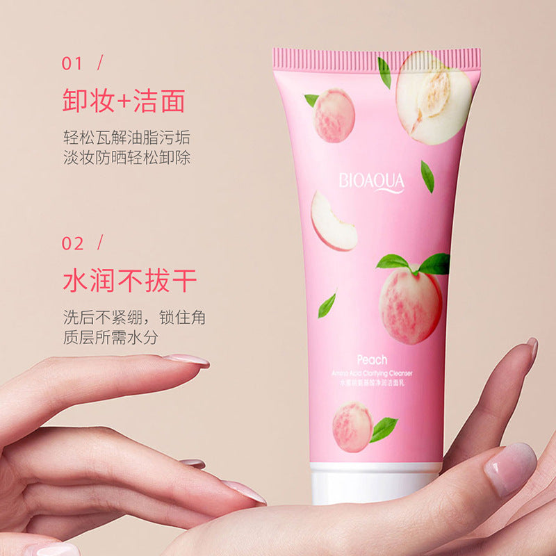Boquanya Peach Amino Acid Cleanser Hydrating Moisturizing Moisturizing Foam Facial Cleanser