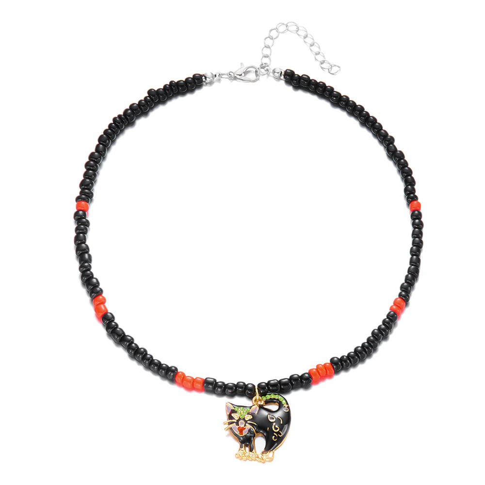 Xiaomi bead necklace wholesale european and american cross-border gothic dark style halloween accessories pumpkin cat spider clavicle chain for women