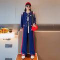 Girls' fall outfit set : stylish korean-inspired casual two-piece set for mid-to-large children - cardigan and sportswear