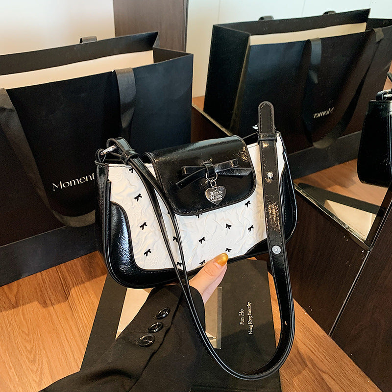 2025 summer new fashion temperament ballet seersucker bow tote bag large capacity fashion shoulder bag