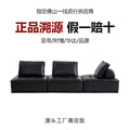 Original piedmont sofa - vintage-inspired, retro oil wax leather, high-end genuine leather sofa set, black modular sofa