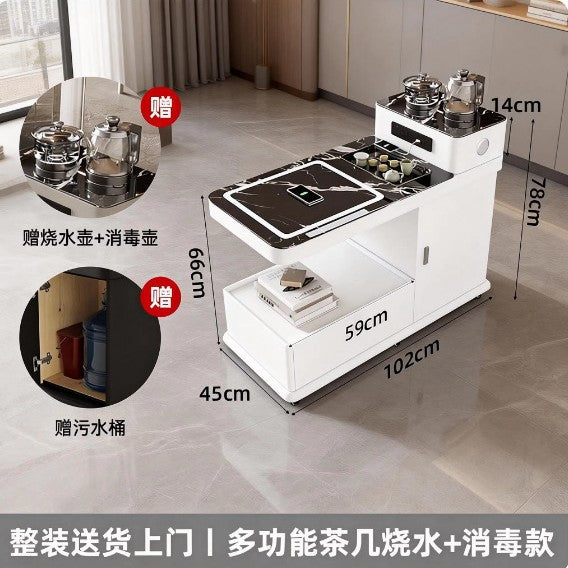 Movable sofa side table, smart water boiling and tea making, with wireless charging, bluetooth audio, all solid wood side table, enlarged water bucket