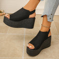 Wedge heel sandals women's  summer new korean style thick sole one-strap beach ladies' outdoor platform sandals