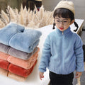fall/winter new solid color zip-up long sleeve stand collar outdoor korean style girls' fleece-lined jacket - direct from the manufacturer