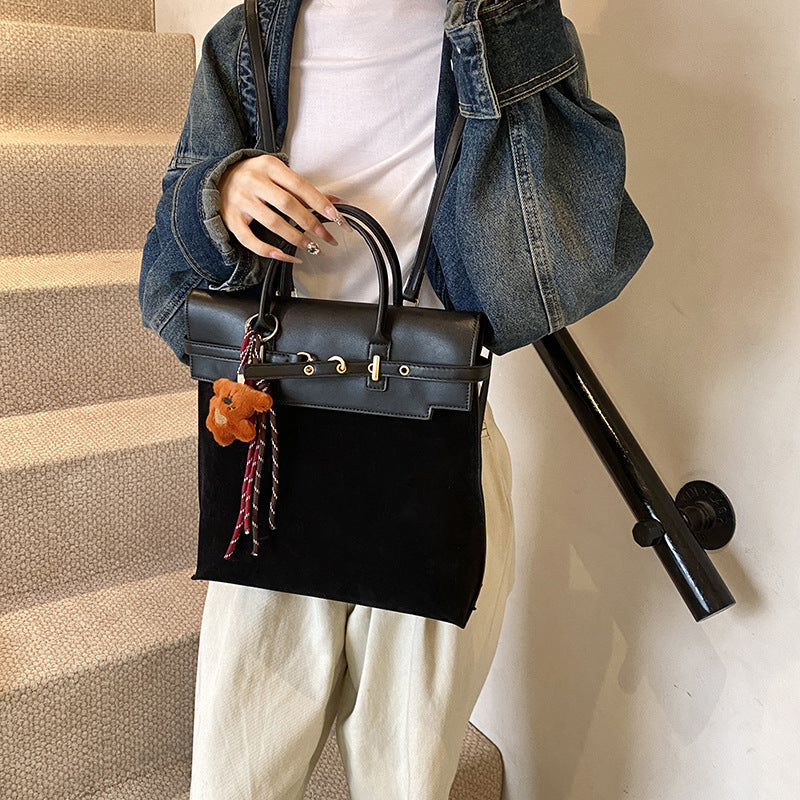 Retro fashion briefcase women 2025 new leopard print backpack large capacity commuting versatile senior sense student bag