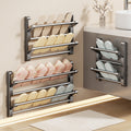 No-drill slipper rack, wall-mounted over-the-door multifunctional bathroom foldable shoe organizer for toilet and washroom shoe storage