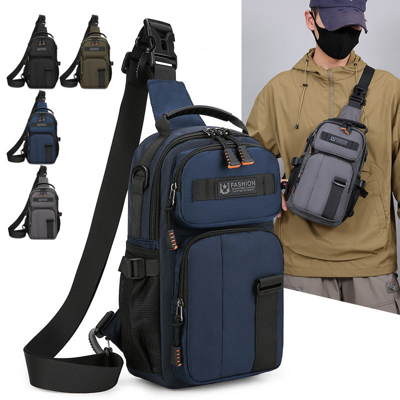 New Men's Casual Breast Bag Outdoor Sports Function Wind Personality Shoulder Crossbody Bag Large Capacity Portable Shoulder Bag