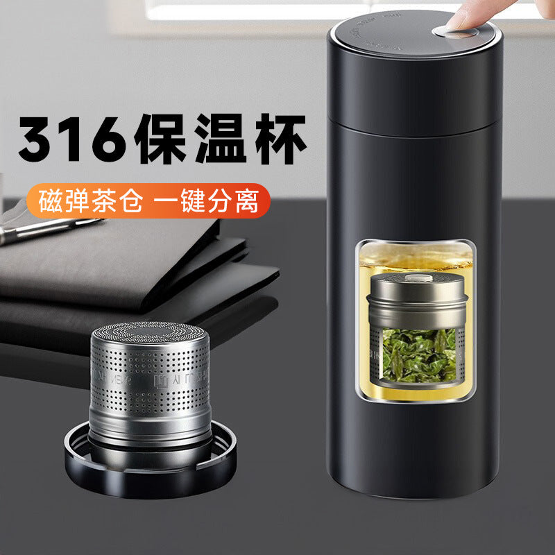 316 magnetic thermos cup stainless steel tea water separation cup tea cup car water cup office cup quick opening cup