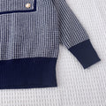 Autumn/winter new korean style girls' sweater set - little girl's simple plaid long-sleeve knit top and skirt two-piece outfit