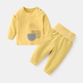 Babibele kids' autumn/winter thermal underwear set - baby cotton printed shoulder snap two-piece high-waisted long johns