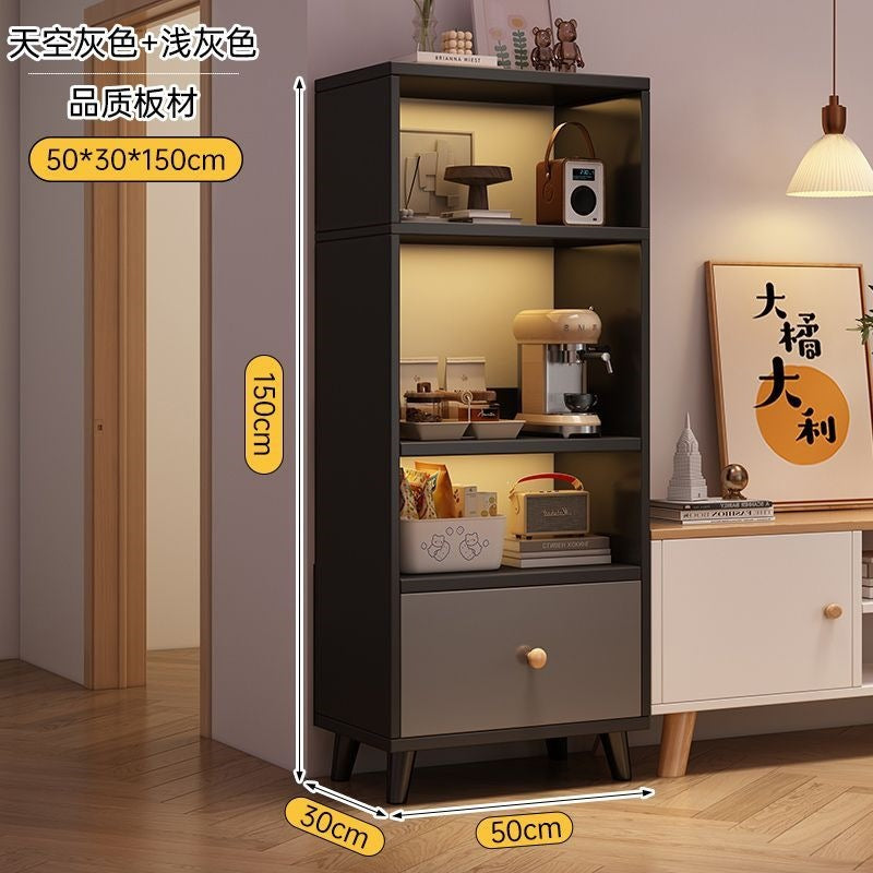 Bookcase for home standing cabinet bookshelf floor-standing storage rack living room storage cabinet small narrow cabinet dust-proof storage cabinet storage cabinet