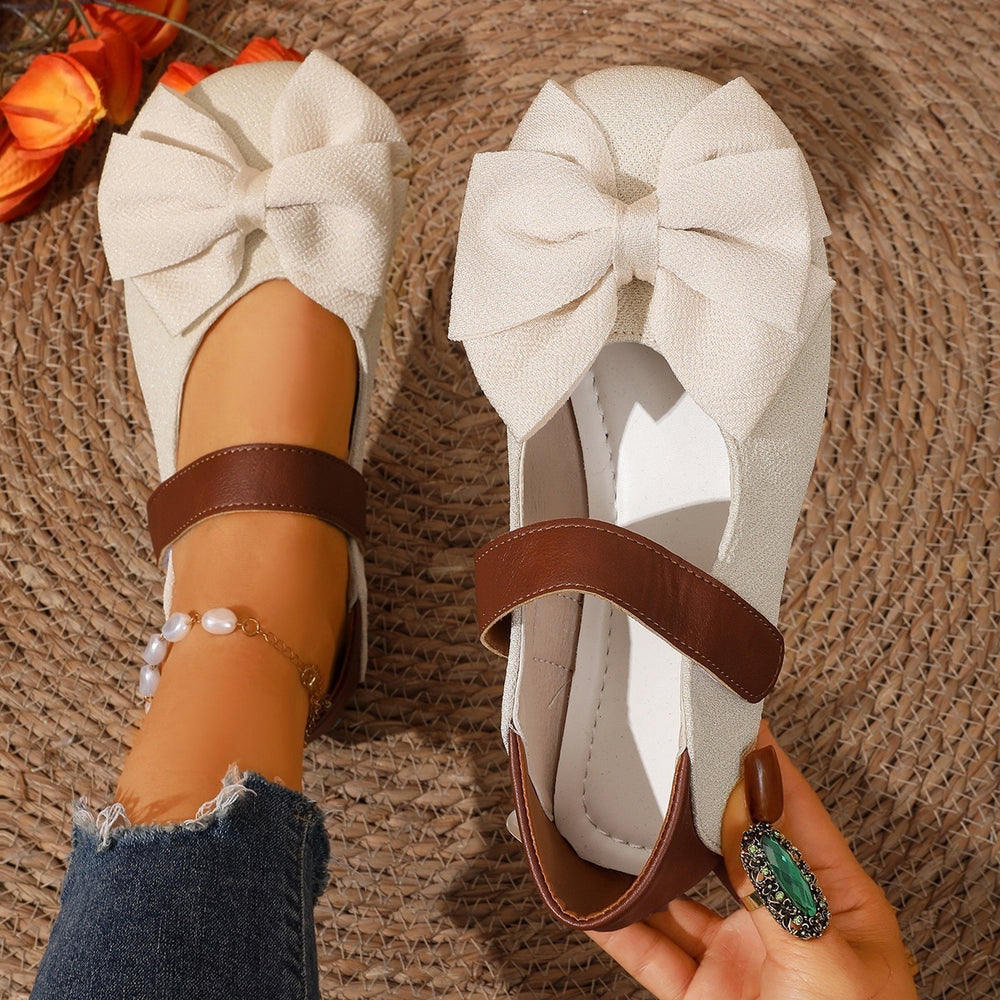 new arrival: plus-size women's cross-border butterfly bow flat shoes - round toe, low-cut, velcro closure, casual flats