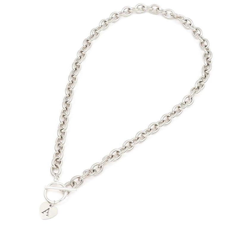 Amazon cross-border new arrival initial necklace stainless steel heart pendant clasp necklace fashionable elegant versatile women's necklace