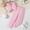 girl pure colortwo-piece setshortvestloose pants4 colorscasual style kidssummercasual pantssuit