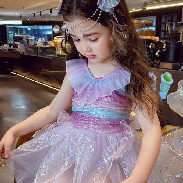 Baby girl swimsuit cute summer one-piece swimwear  stylish mermaid kids new girls' swim suit