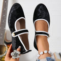 Plus size women's flats for export - new spring/autumn  collection: flat, satin, wedge heel, slip-on, low-cut casual shoes with velcro closure