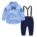 Boys' long-sleeve shirt and overalls set - perfect for performances, first birthday celebrations, and autumn events. customizable children's clothing