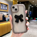 Suitable for apple 15 wavy edge colorful bow mobile phone case iphone12ins style simple transparent protective cover