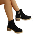 plus size side zipper short boots for women autumn winternew arrival round toe british style thick heel heart metal buckle boots