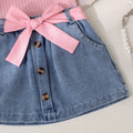 Children's clothing  cross-border girl pit vest + denim skirt fashionnew arrival