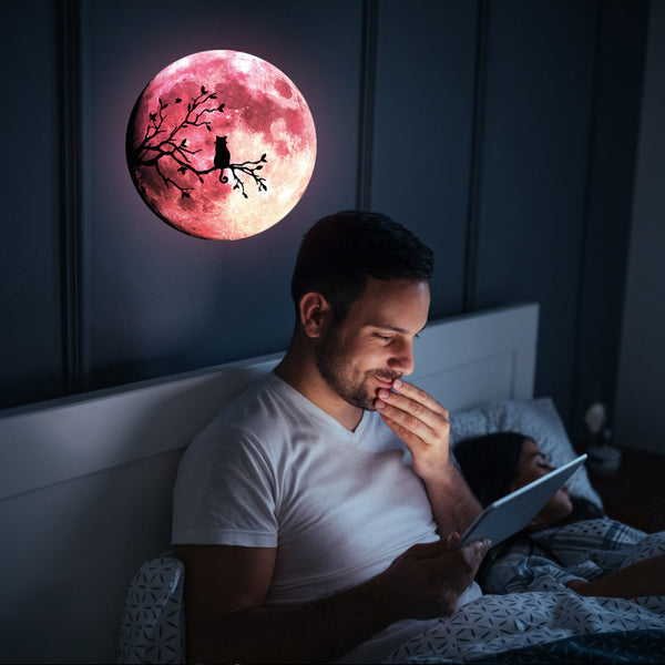 Creative luminous moon wall sticker Halloween decorative sticker fluorescent sticker moon branch kitten luminous sticker Y0049
