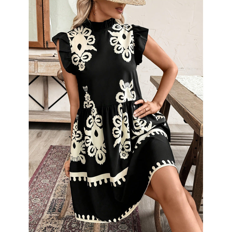 code new arrival  women's original fashionruffleslooseprinting cake skirt