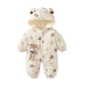 Newborn baby 100-day celebration bodysuit, infant winter clothes, thickened fleece-lined outfit, cartoon full month celebration winter wear