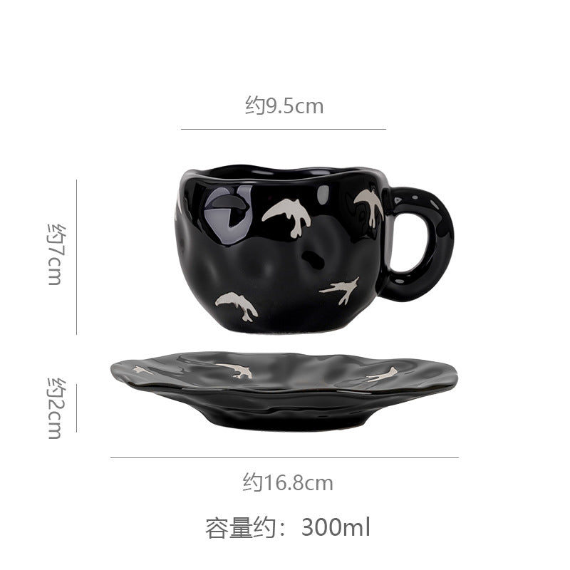 Vintage chic ceramic coffee cup and saucer set - unique design, perfect for gatherings, tea, or everyday use. a cute and thoughtful ceramic gift
