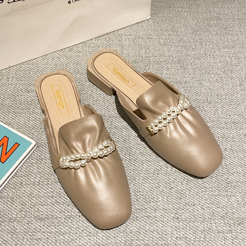2025k-stylefashion half slippers for women summeroutwear baotoupopular lazy flatseasiest for match slip-on women's slippers summer