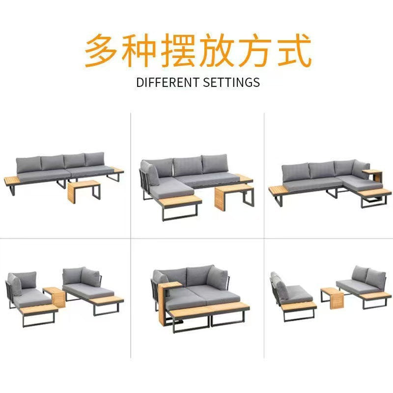Outdoor patio sofa teak furniture garden villa indoor/outdoor waterproof sun-resistant hotel sofa set - custom manufacturer