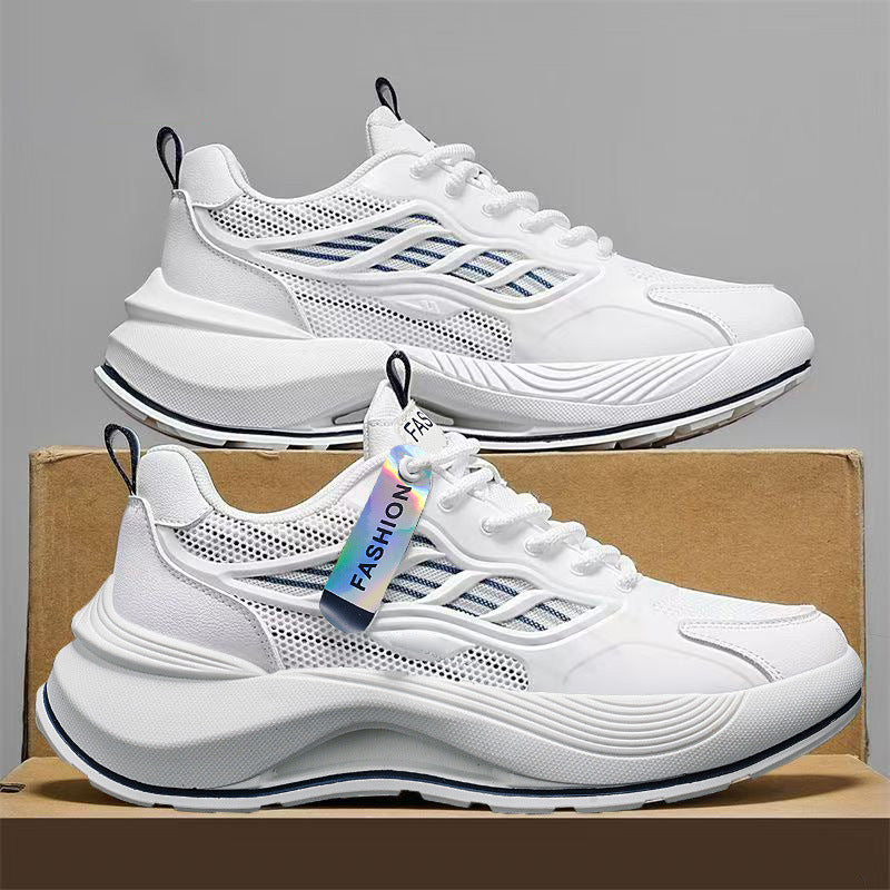Men's shoes 2026 spring trendy brand versatile casual sports ultralight running shock absorption height increasing student white sneakers dad shoes