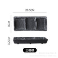 Japanese-style ceramic three-compartment dish - sauce, snack, and vegetable plate - rectangular sushi plate - restaurant-grade wholesale from manufacturer
