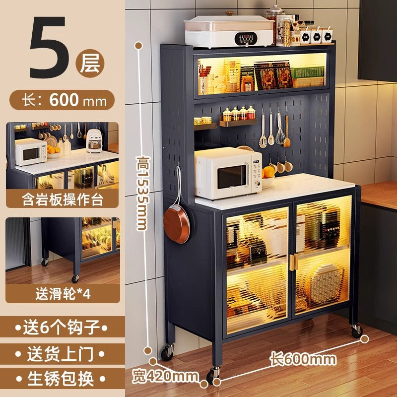 Kitchen storage cabinet thickened dustproof sideboard floor-standing multi-layer microwave oven storage cabinet cupboard with door cupboard