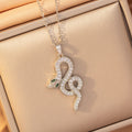 X8301-12 [titanium steel chain copper inlaid zirconium pendant]