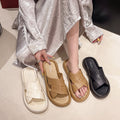 2024 summer new fashion trendy casual outdoor wear one-strap slippers checkered woven flat beach sandals for women