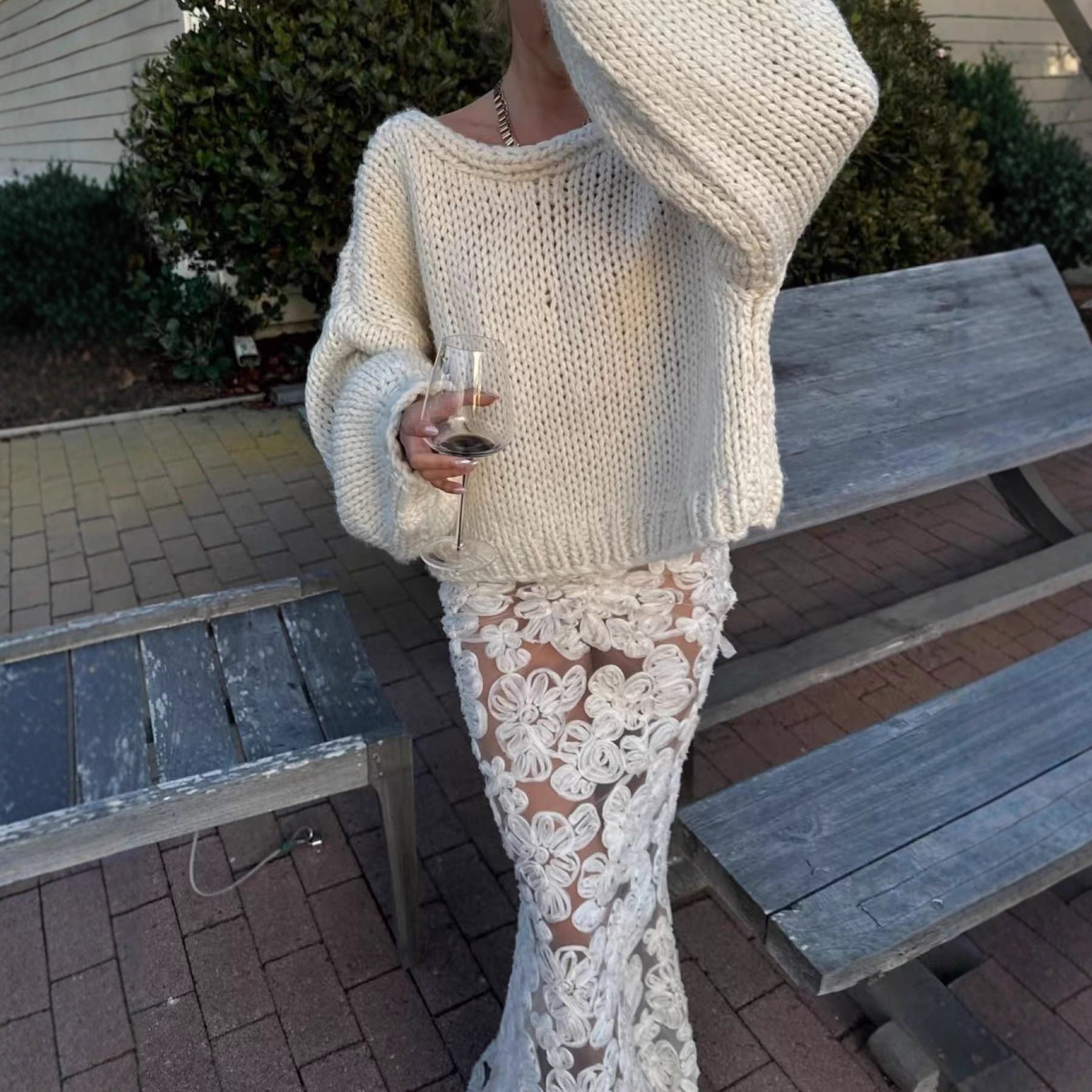 Cross-border Europe, America and 2025 new personalized short thick needle bow strap front and back two wear cardigan jacket sweater