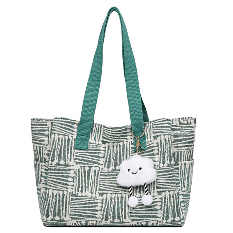 Large women's bag 2025 new fashion commuter shoulder bag spring/summer large capacity tote bag striped handbag