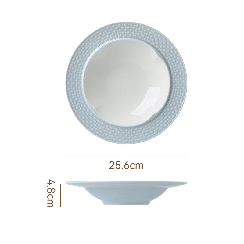 Scandinavianinsfor homerestaurantpure color ceramic set combinationstylish high-looking western food steak plate salad bowl