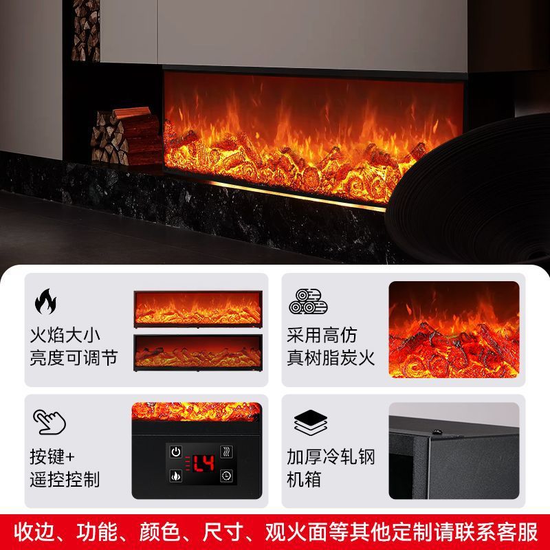 New led electric fireplace with realistic flame effect - european style built-in decorative mantel heater for home use