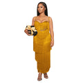 C7431 cross-border   fashion women's sexy sling backless tassel long dress