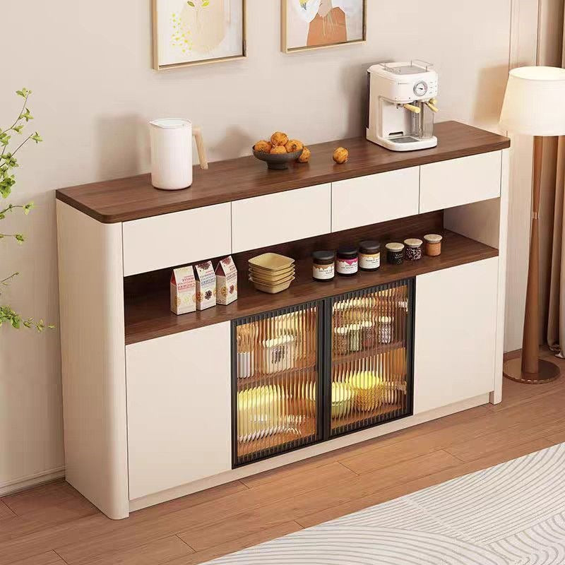 Medieval style sideboard changhong glass with lights for home restaurant tea storage cabinet cream style multifunctional water bar cabinet