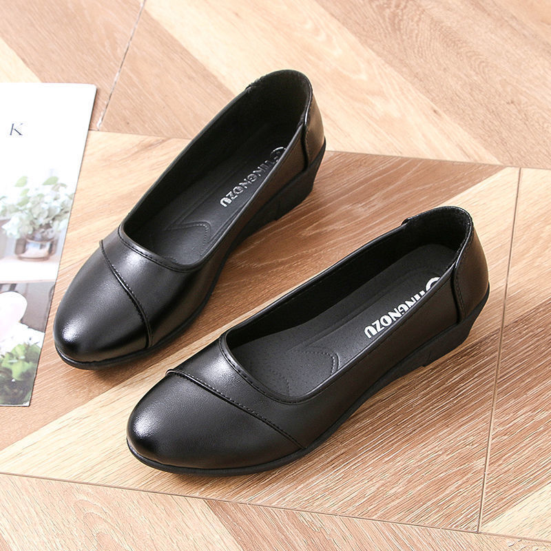Soft leather loafers - women's work shoes - new slip-on comfort shoes for middle-aged women