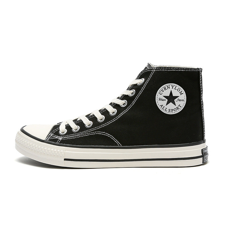Dropshipping special: 1970s canvas high-top sneakers for men - glossy, retro korean style, versatile student shoes, trendy footwear for men
