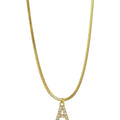 Geometric chic gold-tone blade chain necklace with letter pendant - stainless steel jewelry for women