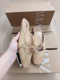 Za2024summer new product lazy head back hollow women's summer outwearflatscasualcasual square toe sandals for women