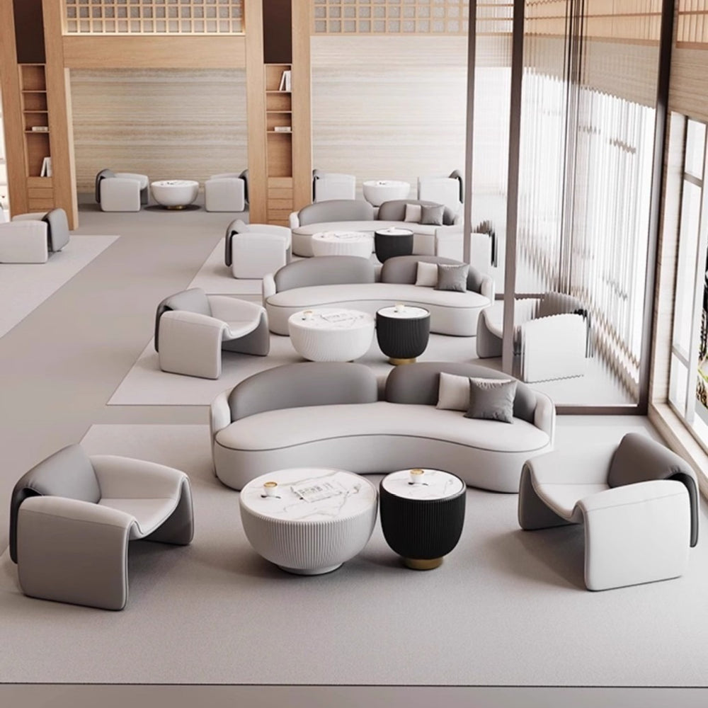 Hotel lobby, vip lounge, reception area, curved/round sofa set for sales offices and meeting rooms