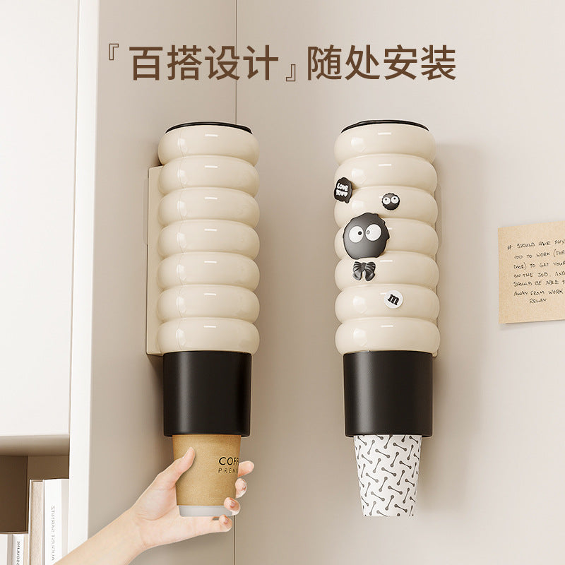 Luxury wall-mounted automatic cup dispenser for disposable cups - no drilling required, high-style design for home or office
