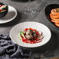 Vintage rock texture ceramic dinnerware set - soup plates, fish plates, steak plates, and vegetable plates - matte finish, high-end black and white dinnerware set