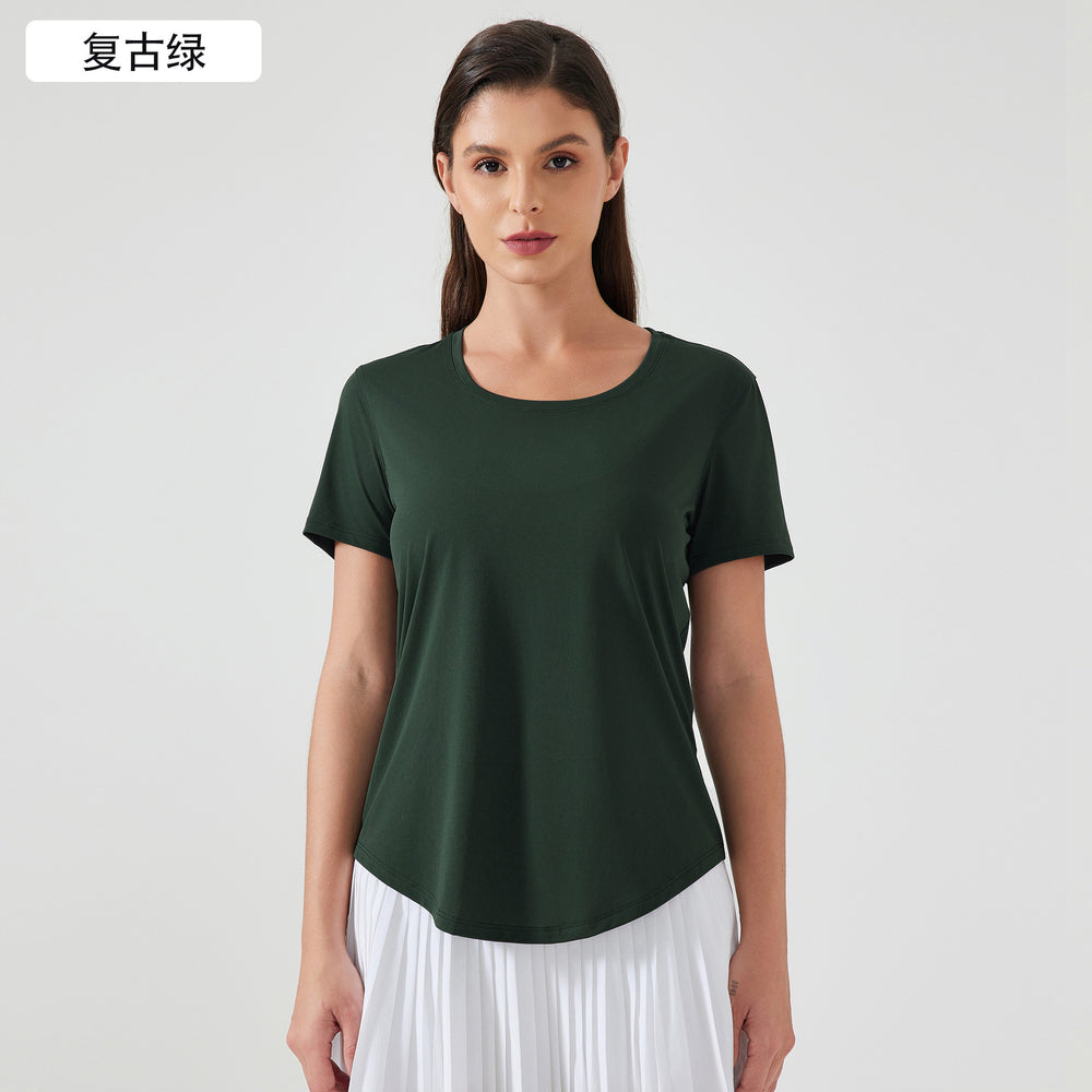 New lightweight, breathable, quick-dry, loose-fit activewear top - versatile, slimming, and figure-flattering short-sleeve yoga shirt d25017